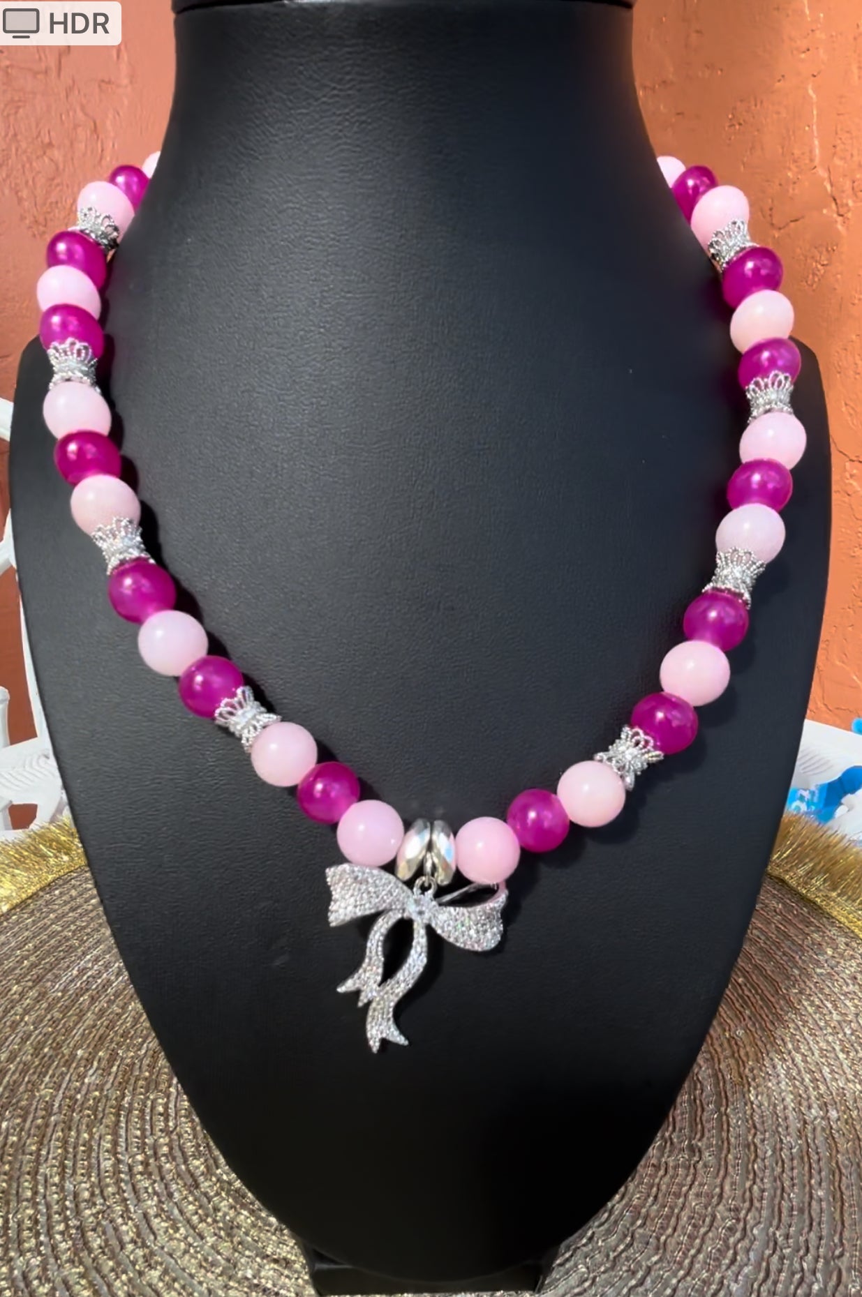 Pink Natural & Fuchsia Jade Necklace