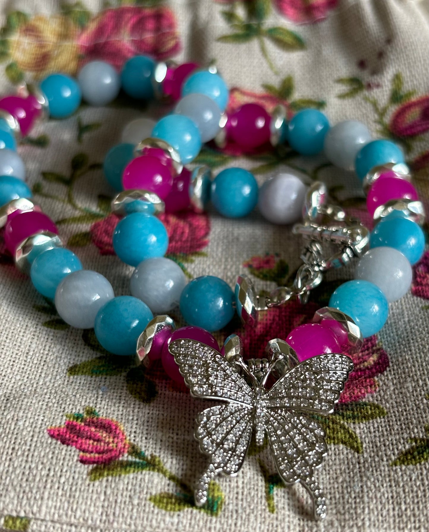 Fuchsia & Turquoise Jade Necklace