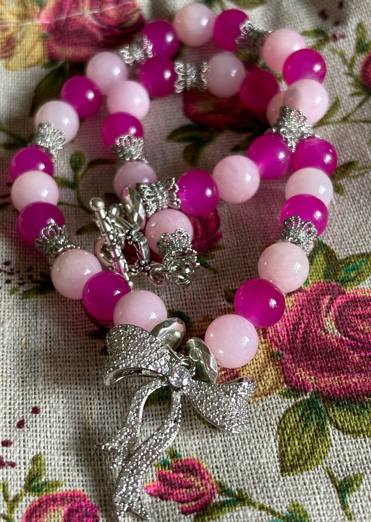 Pink Natural & Fuchsia Jade Necklace