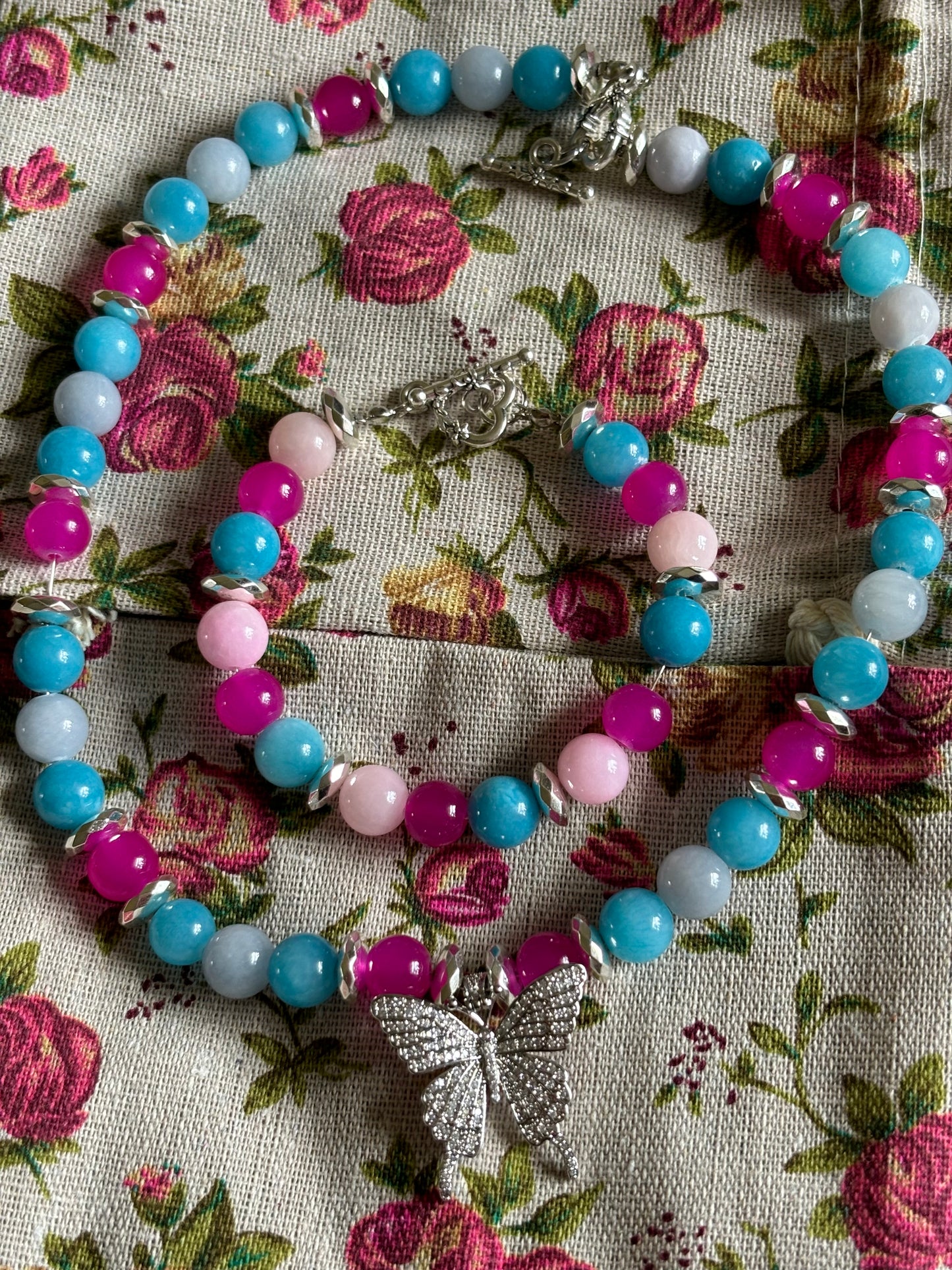 Fuchsia & Turquoise Jade Necklace